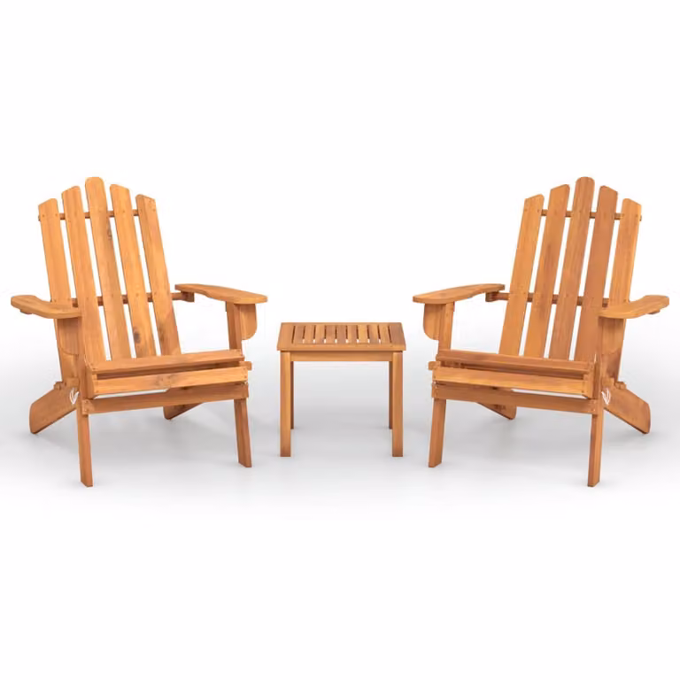 Set Salotto da Giardino Adirondack 3pz Legno Massello di Acacia