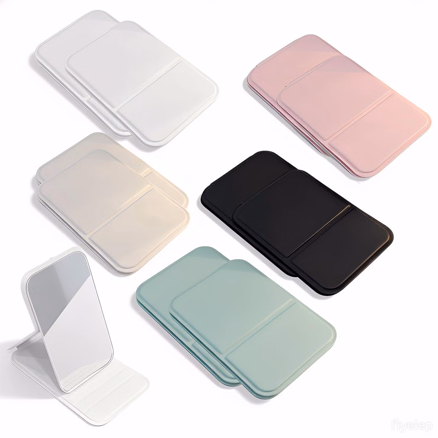 Set di 10 specchietti pieghevoli con custodia in ecopelle, dimensioni 10,5x7 cm, portatili