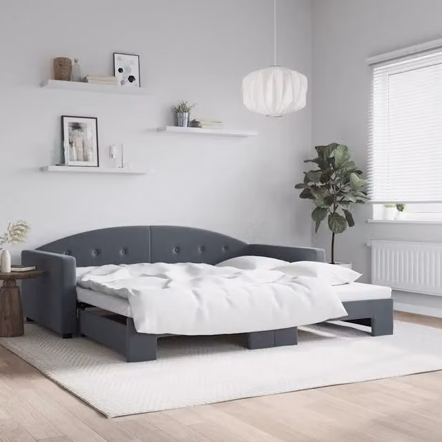 Divano Letto con Letto Estraibile-Sofa Letto-Daybed Grigio Scuro 100x200 Velluto 265325