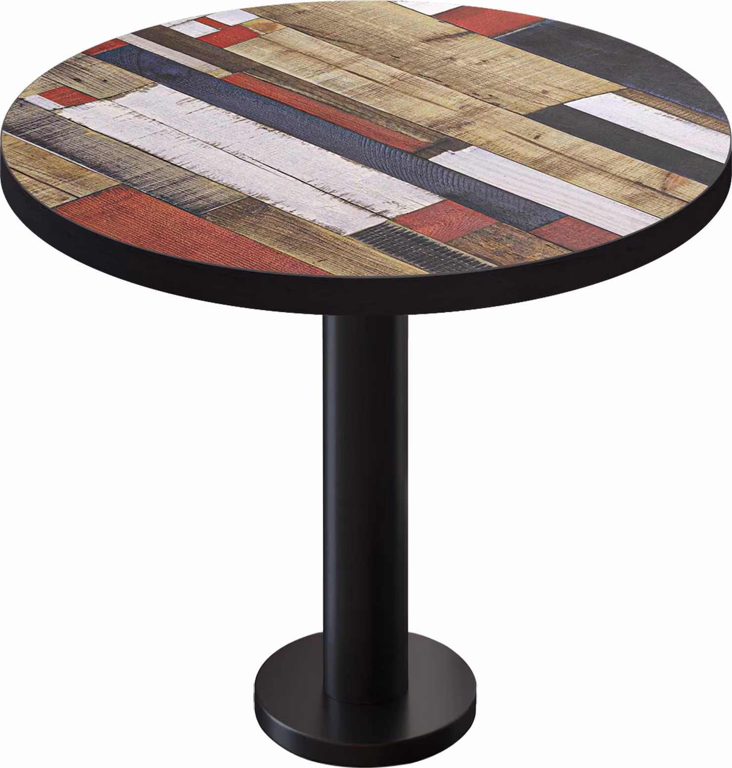 BML | Tavolino da bistrot | Ø: 60 x 75 cm | Vintage multicolore / nero | Rotondo | Bordo nero | Tavolino da bistrot / Tavolo da ristorazione