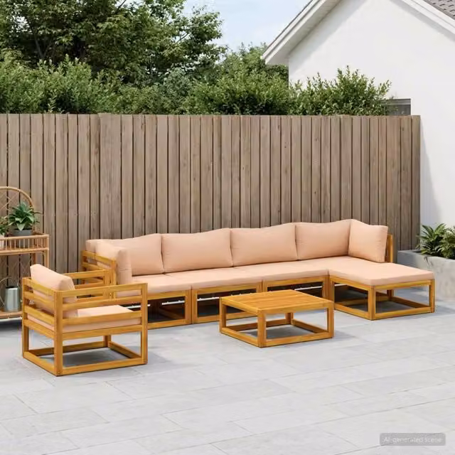 Set di divani 7 pz Naturale Legno di Acacia Massello 3417282