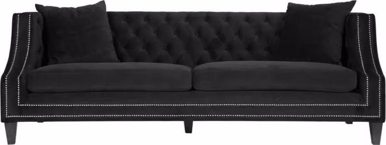 Luxus Schwarze Stoffcouch Dreisitzer Polster Möbel Hotel Wohnzimmer Praxis Samt