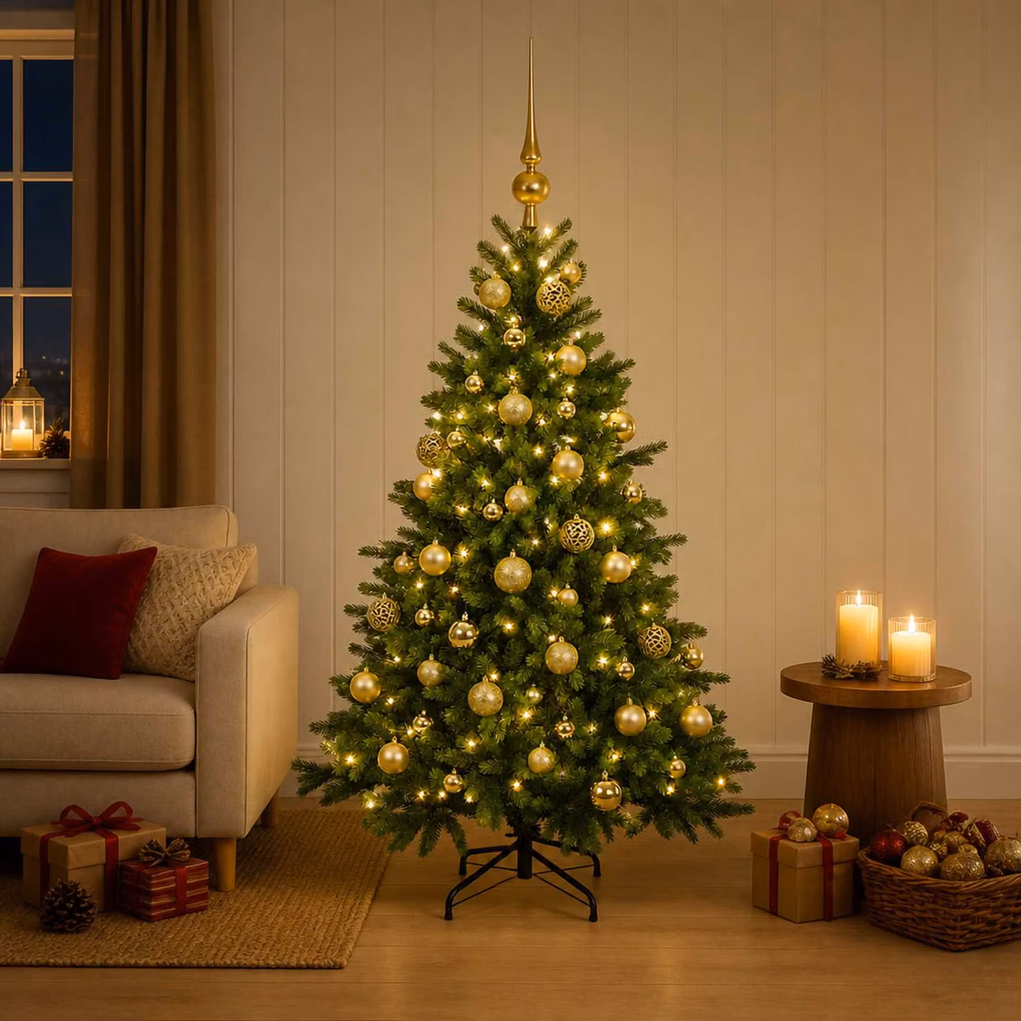 vidaXL Albero di Natale artificiale con palline 150 cm 150 LED