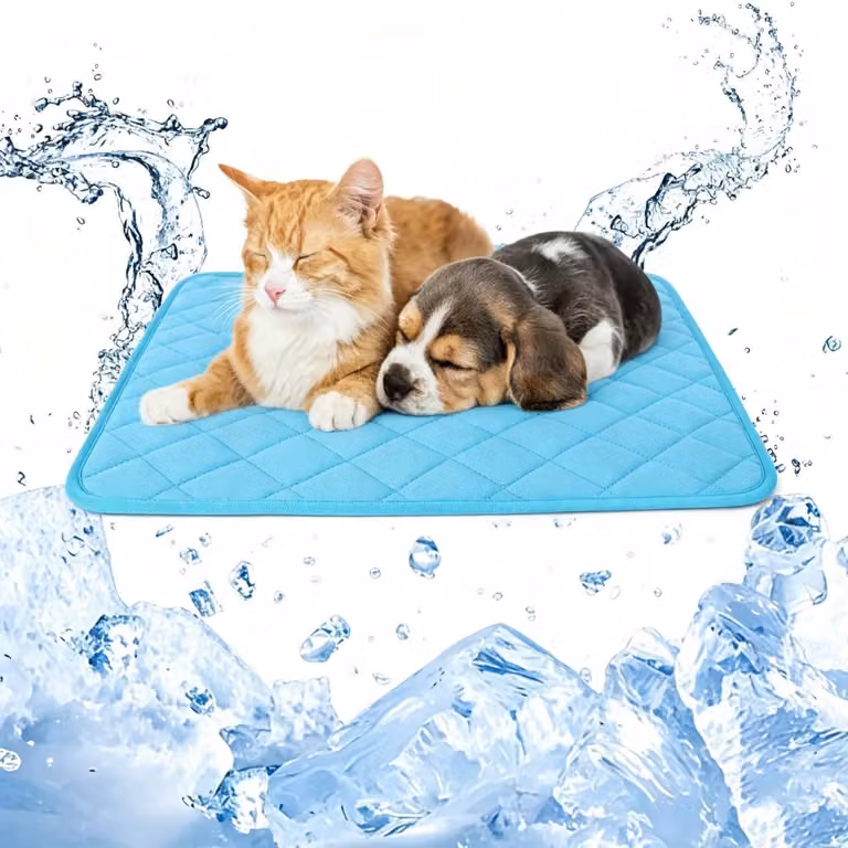 Tappetino refrigerante per cani e gatti, 50 x 40 cm, colore blu, lavabile, auto-refrigerante