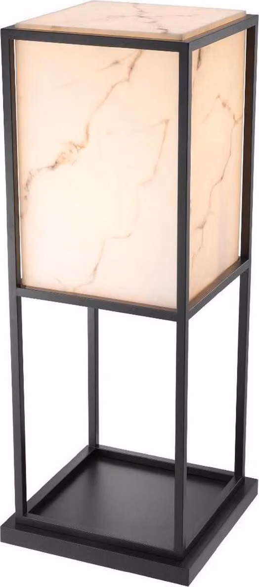Casa Padrino Luxury Floor Lamp Nero / Alabastro 45 x 45 x H. 114,5 cm - Lampada da soggiorno moderna - Collezione Luxury