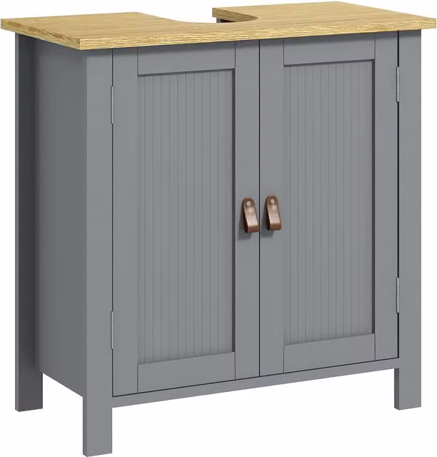 Mobile sottolavabo kleankin con 2 porte e ripiani regolabili, grigio, L: 60 cm, P: 30 cm, H: 60 cm