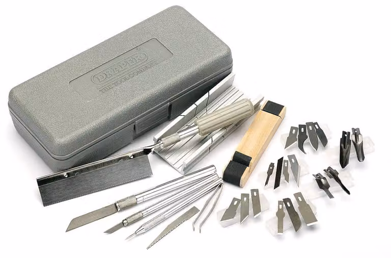 Kit di strumenti per modellismo, 29 pezzi, dimensioni 26,3 x 12,2 x 7,2 cm, colore blu