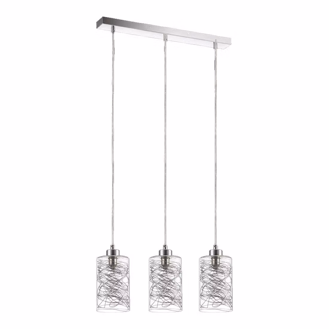 Luce a sospensione KNITT 3xG9/33W, cromo/argento L: 500, L: 100, H: 1250, dimmerabile