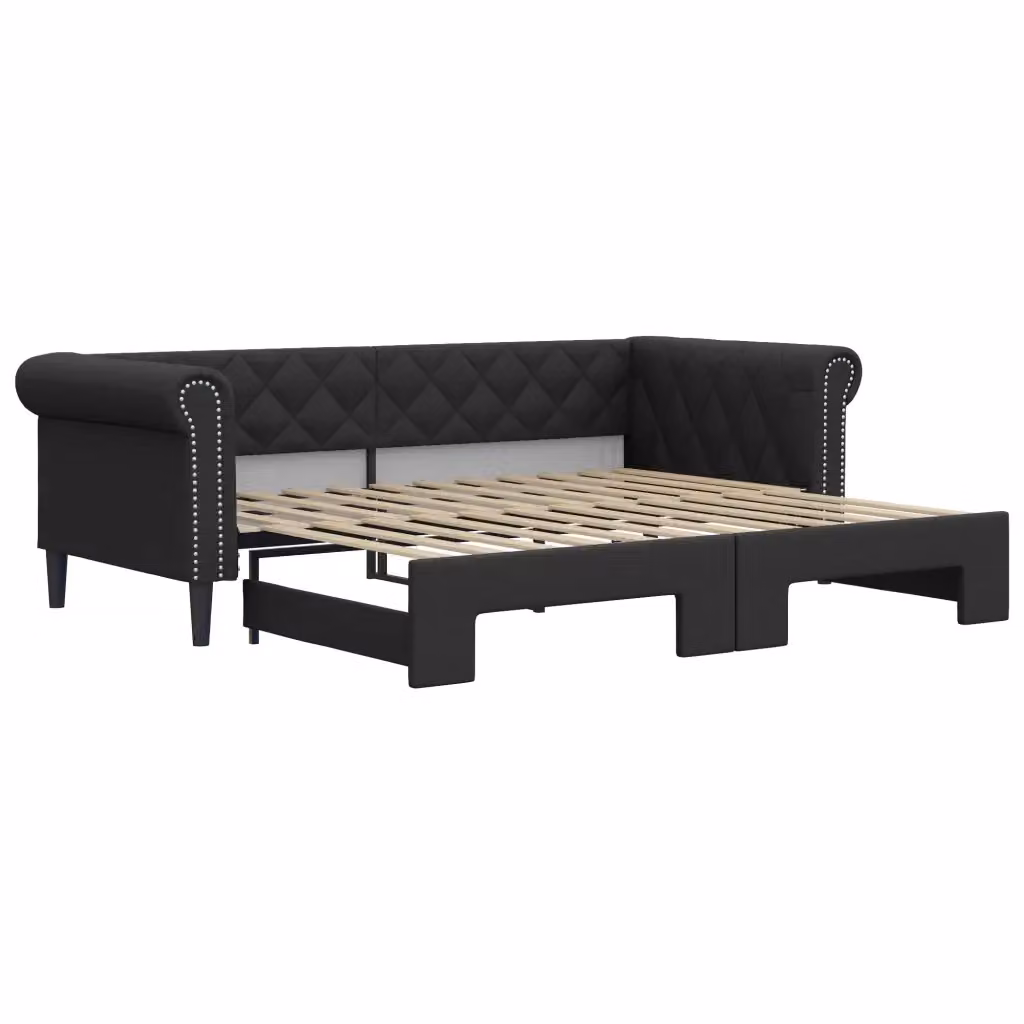 Divano Letto Moderno vidaXL con Letto Estraibile in Similpelle Nero L/P/H: 235 x 90 x 68 cm – 2