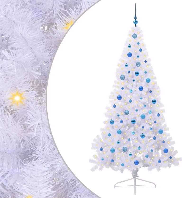 Albero di Natale artificiale bianco 210 cm in PVC e acciaio
