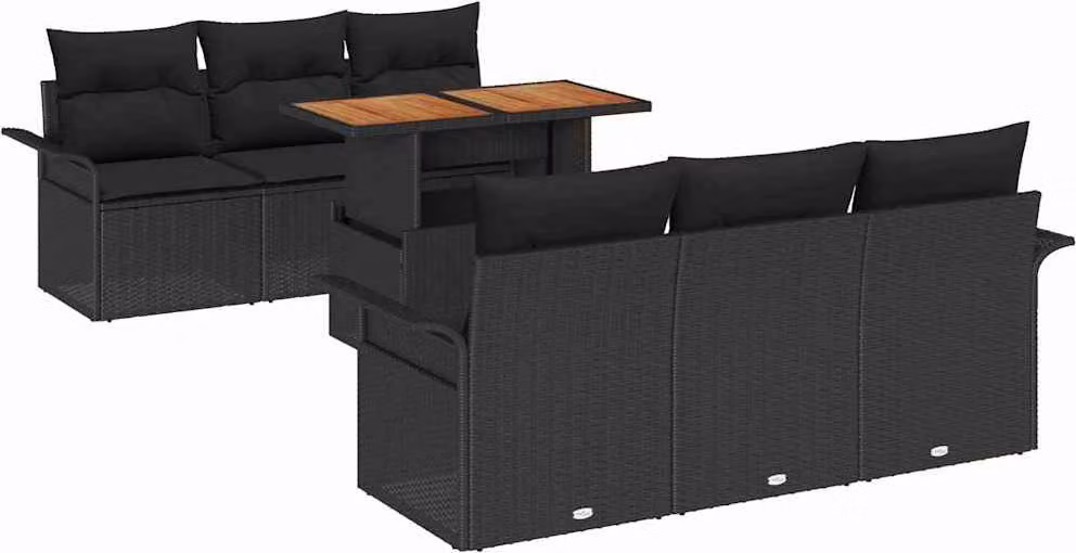 Set Divano da Giardino con archiviazione 7 pcs Nero Poly Rattan
