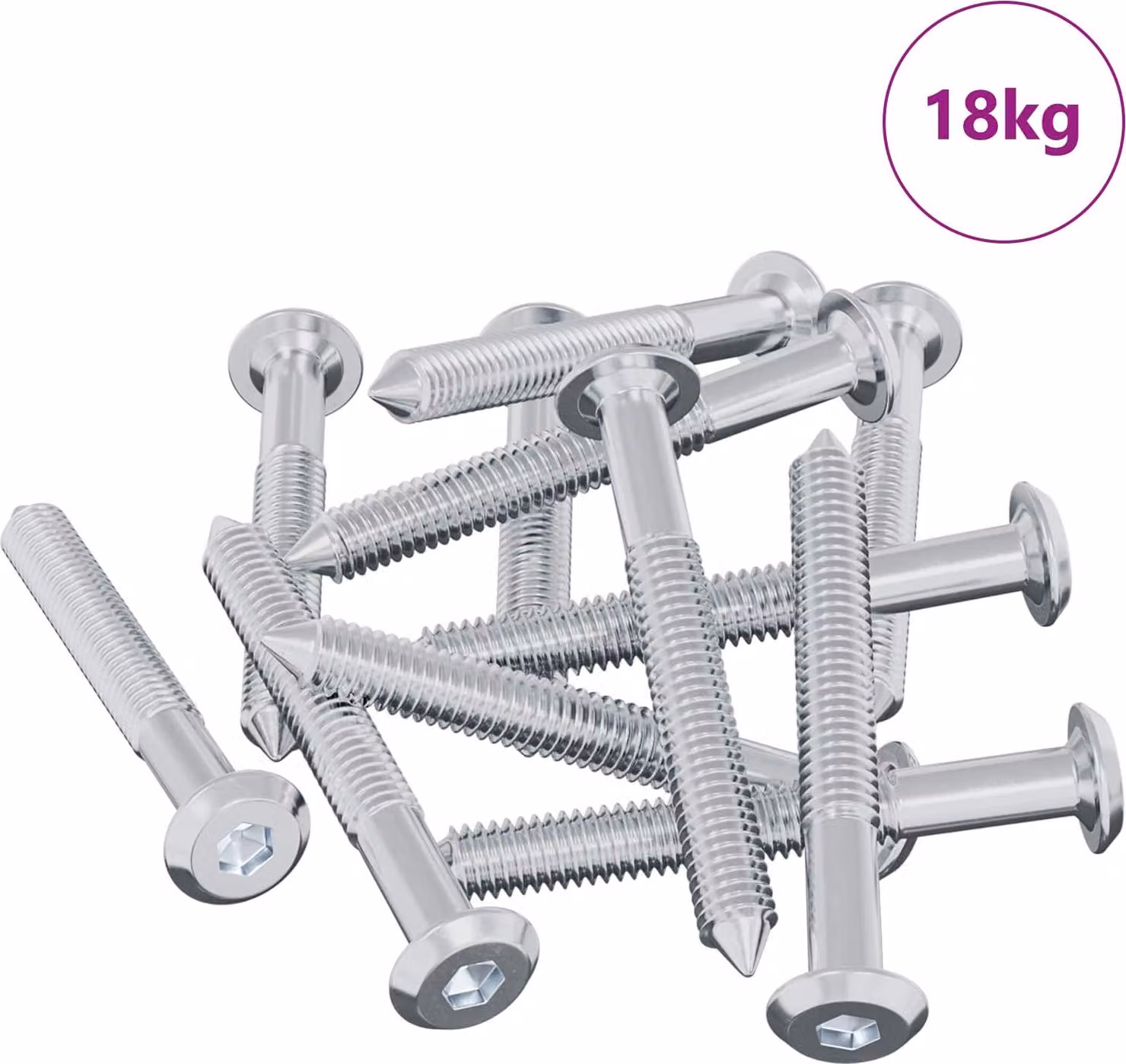 Vite 1800 pcs Argento M6 x 50 mm Acciaio