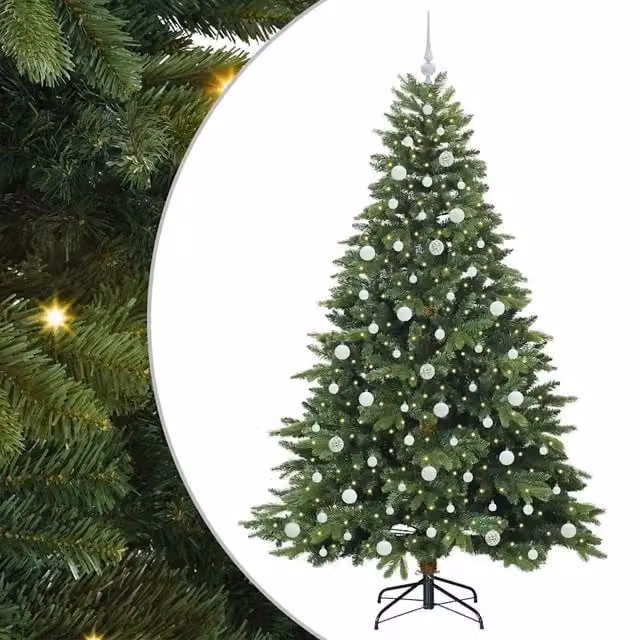 Albero di Natale Artificiale-Albero Natalizio con 300 LED Verde 210 cm PE e PVC 921906