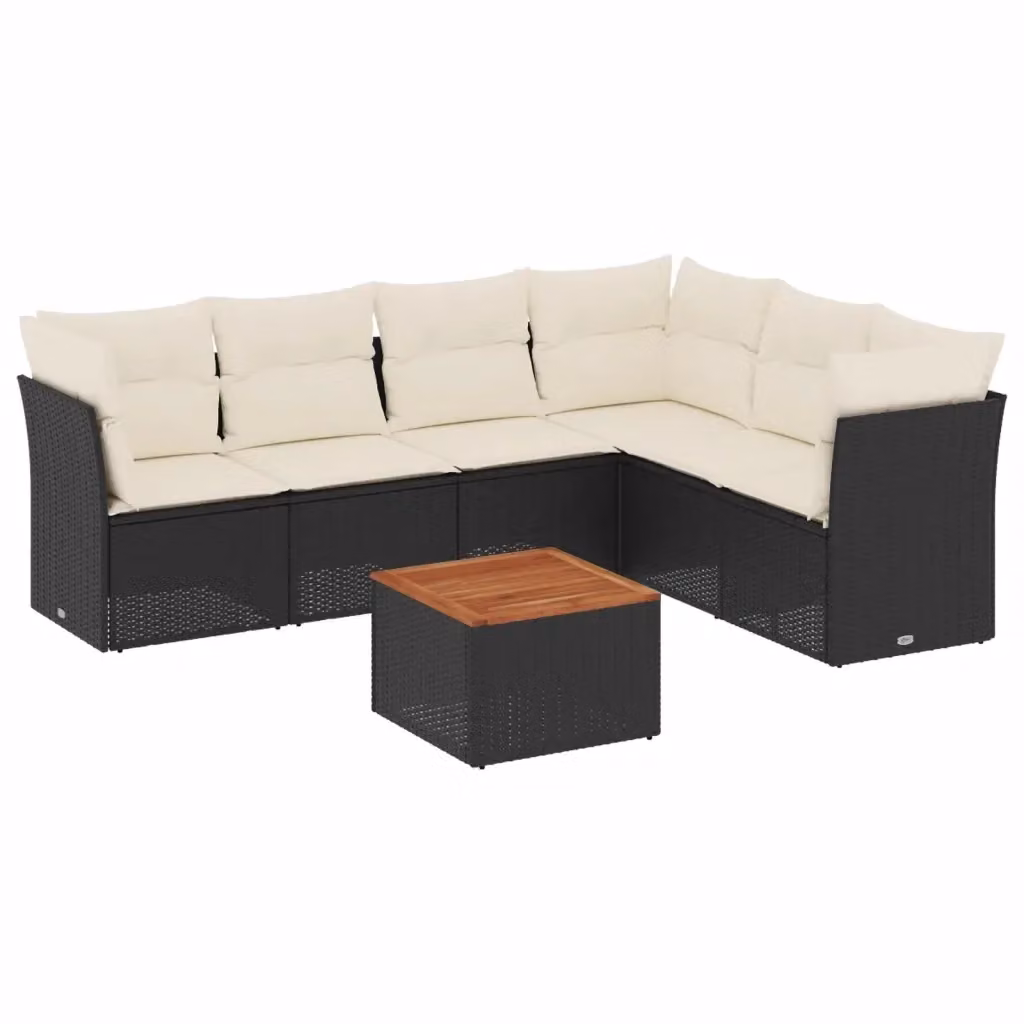 vidaXL Set Divano da Giardino a L con Polyrattan e Cuscini 7pz Nero – 2