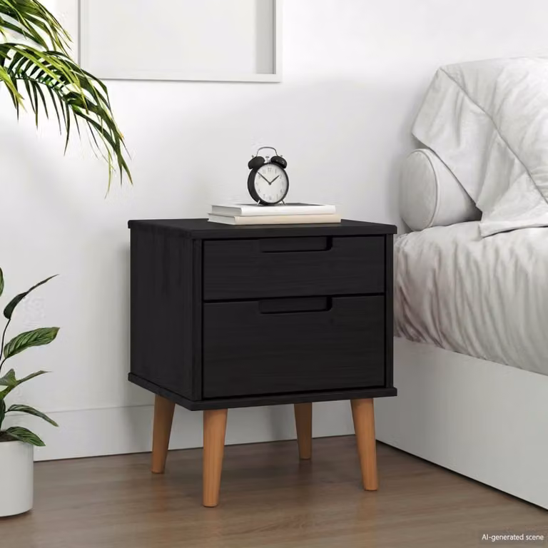 Armadio da notte vidaXL MOLDE in legno di pino nero L 40 cm, P 35 cm, H 48 cm