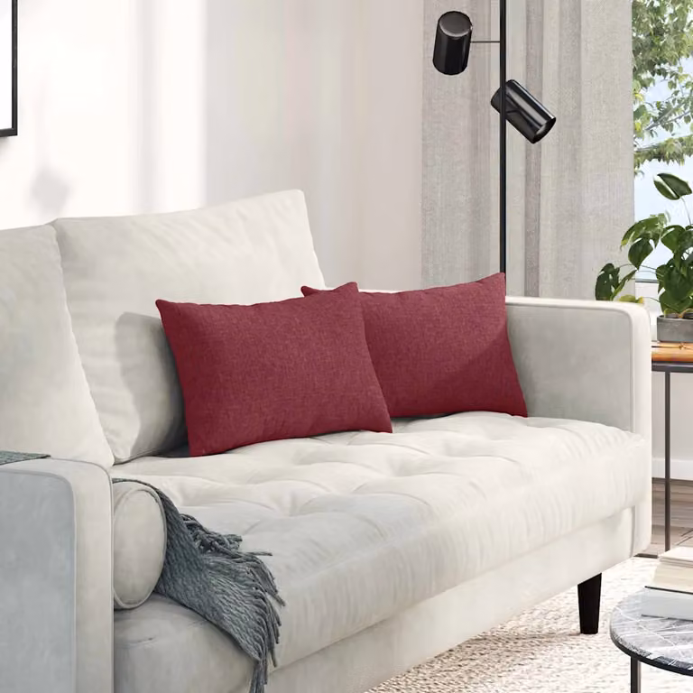 Set di 2 cuscini da divano vidaXL in tessuto rosso, forma rettangolare, L 50 cm x P 30 cm x H 3 cm