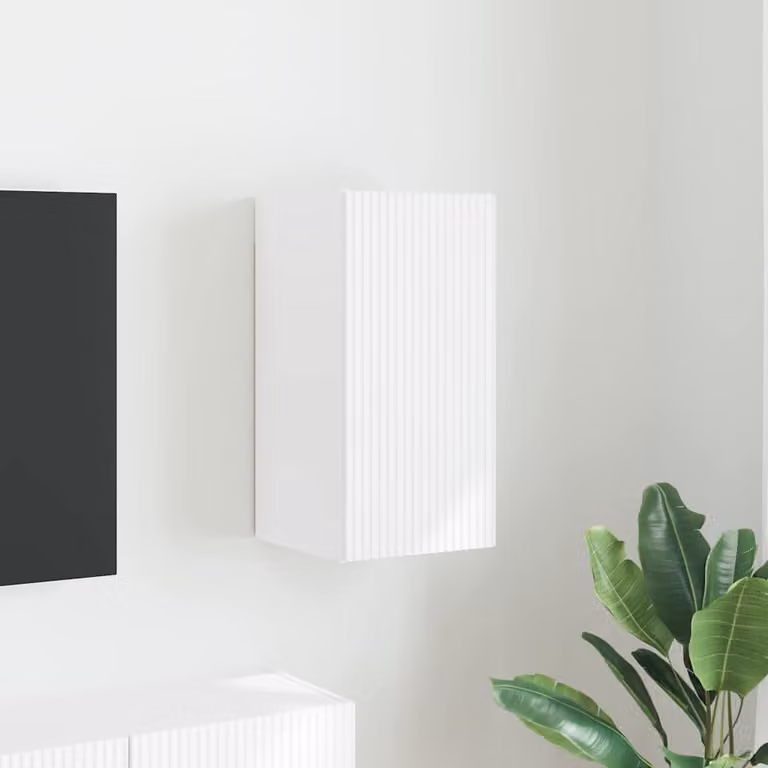 Mobile TV da parete vidaXL in legno ingegnerizzato bianco, L: 30 cm, P: 31 cm, H: 60 cm
