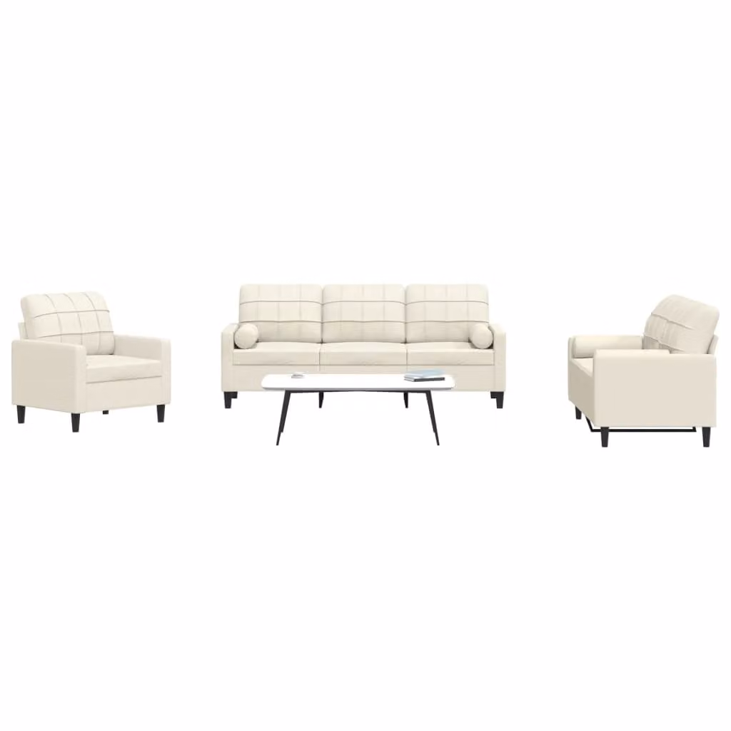 Maison Exclusive - Set divano 3 pezzi con cuscini e cuscini cervicali in velluto color crema