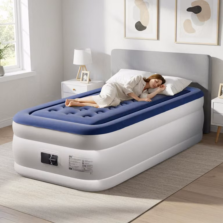 Materasso gonfiabile LEADZM con pompa integrata, 190 x 99 x 45 cm. Materasso gonfiabile con superficie morbida e traspirante