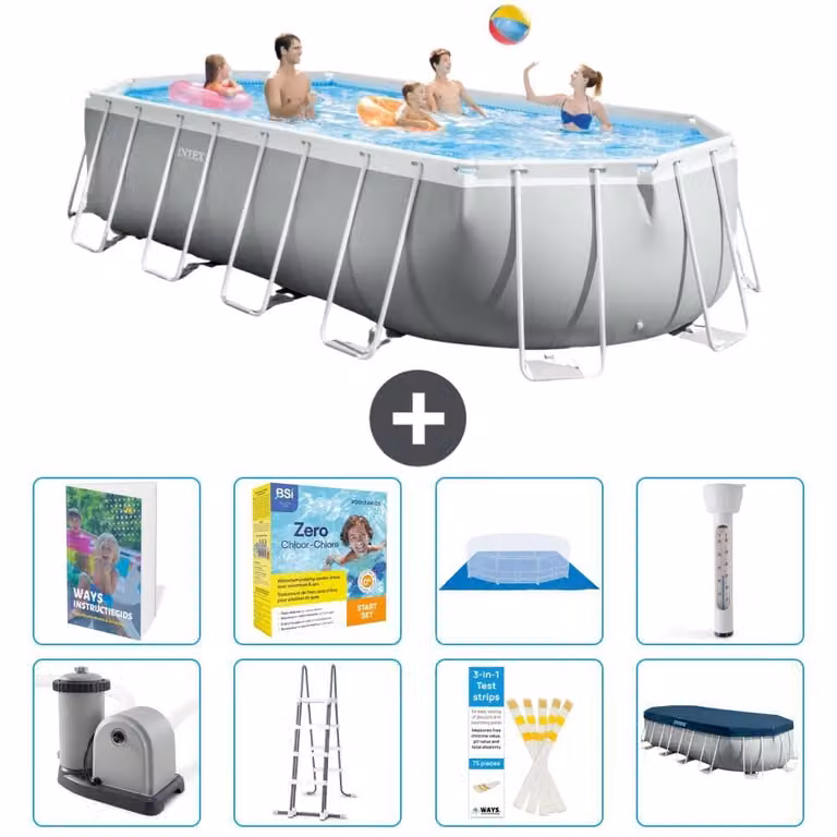 Piscina ovale con struttura a telaio Prism - 610x305x122 cm - 7 pezzi - Modello S532