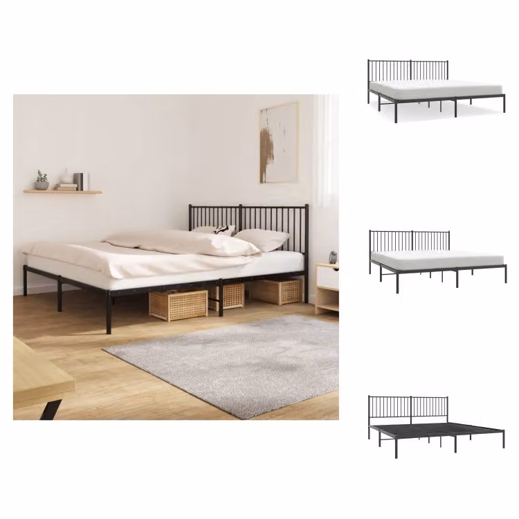 vidaXL Struttura letto con testiera in metallo nero 183x213 cm - Letti e strutture letto