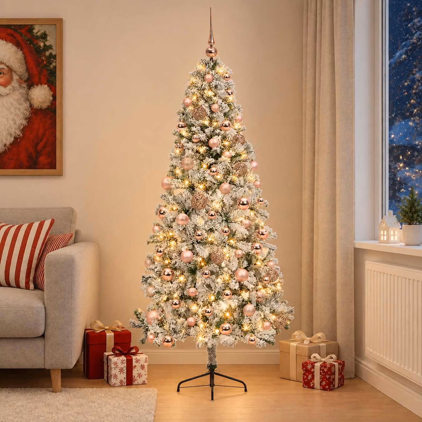 vidaXL Albero di Natale artificiale con palline 240 cm 300 LED