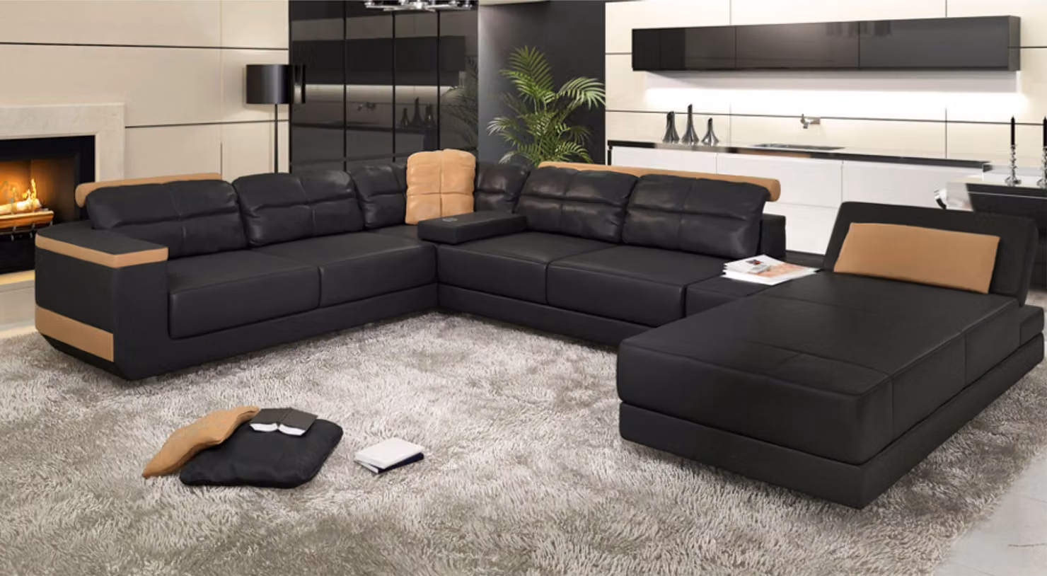 Modern Sofas Wohnlandschaft Ecksofa Stoff U-Form Couch Design Polster Textil Eck