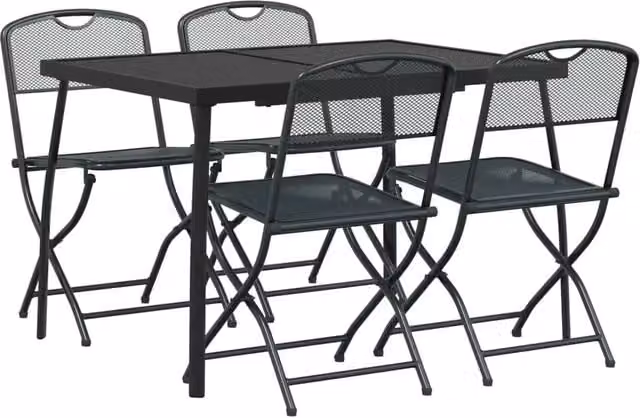 Set da Giardino Moderno in Acciaio Verniciato a Polvere Antracite Opaco per Terrazza e Giardino – 1