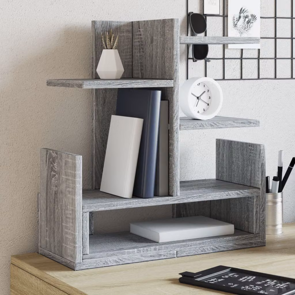 Organizer Scrivania vidaXL Grigio Sonoma in Legno e MDF, L/P/H: 49 x 20 x 52,5 cm
