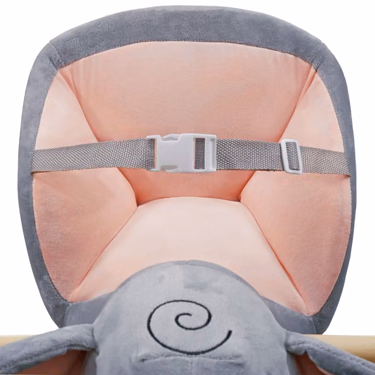 Elefante a dondolo tectake con rivestimento in peluche grigio L/P/H: 63 x 45,5 x 33 cm