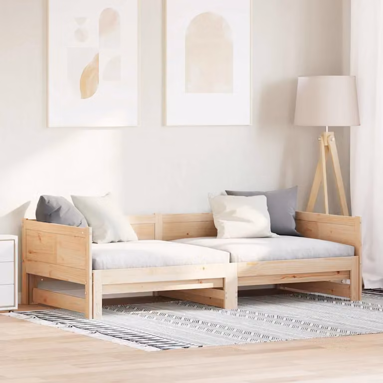 vidaXL Letto Giorno Estraibile in Legno di Pino Marrone L: 184 cm, P: 203,5 cm, H: 56,5 cm
