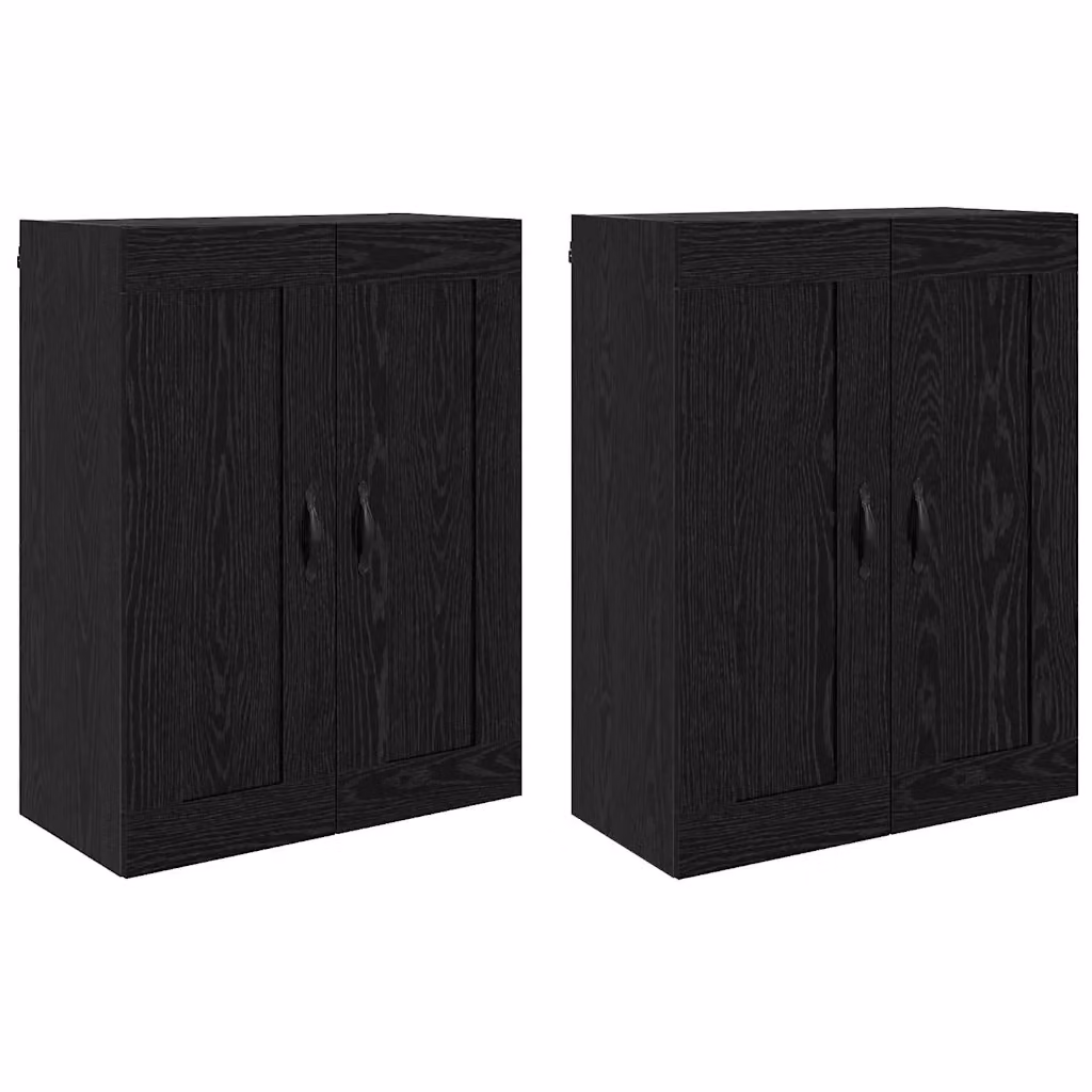 Set di 2 mobili a muro moderni vidaXL in rovere nero opaco L: 69,5 cm, P: 34 cm, H: 90 cm – 2