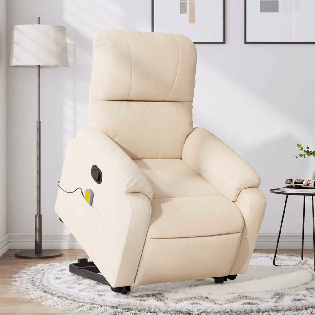 vidaXL Poltrona Alzapersona Reclinante con Assistenza Elettrica in Microfibra Beige