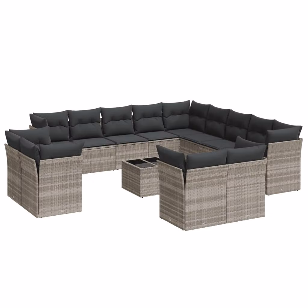 Set Divani da Giardino 14pz con Cuscini in Polyrattan