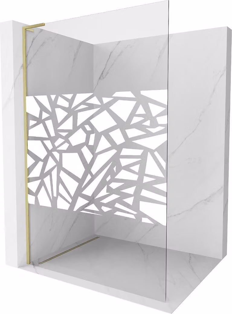Mexen Kioto L parete doccia Walk-in 80 x 200 cm, motivo bianco, oro spazzolato - 800-080-103-55-85