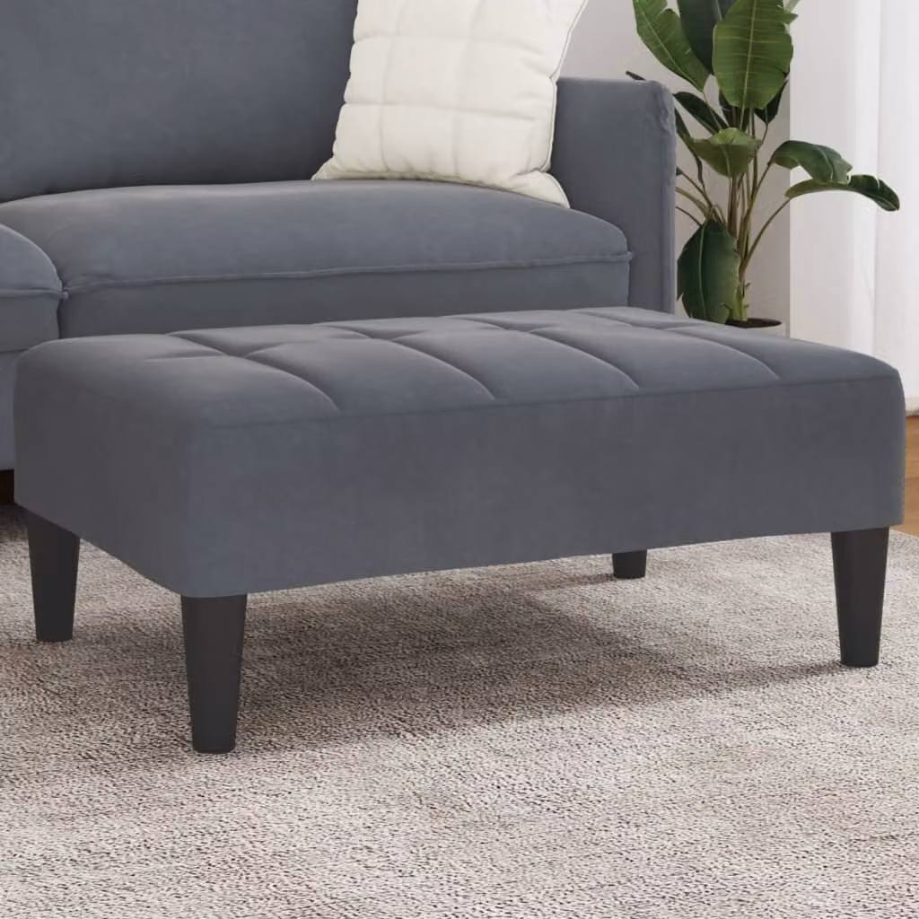 Poggiapiedi vidaXL in velluto grigio scuro, L 77 x P 55 x H 31 cm