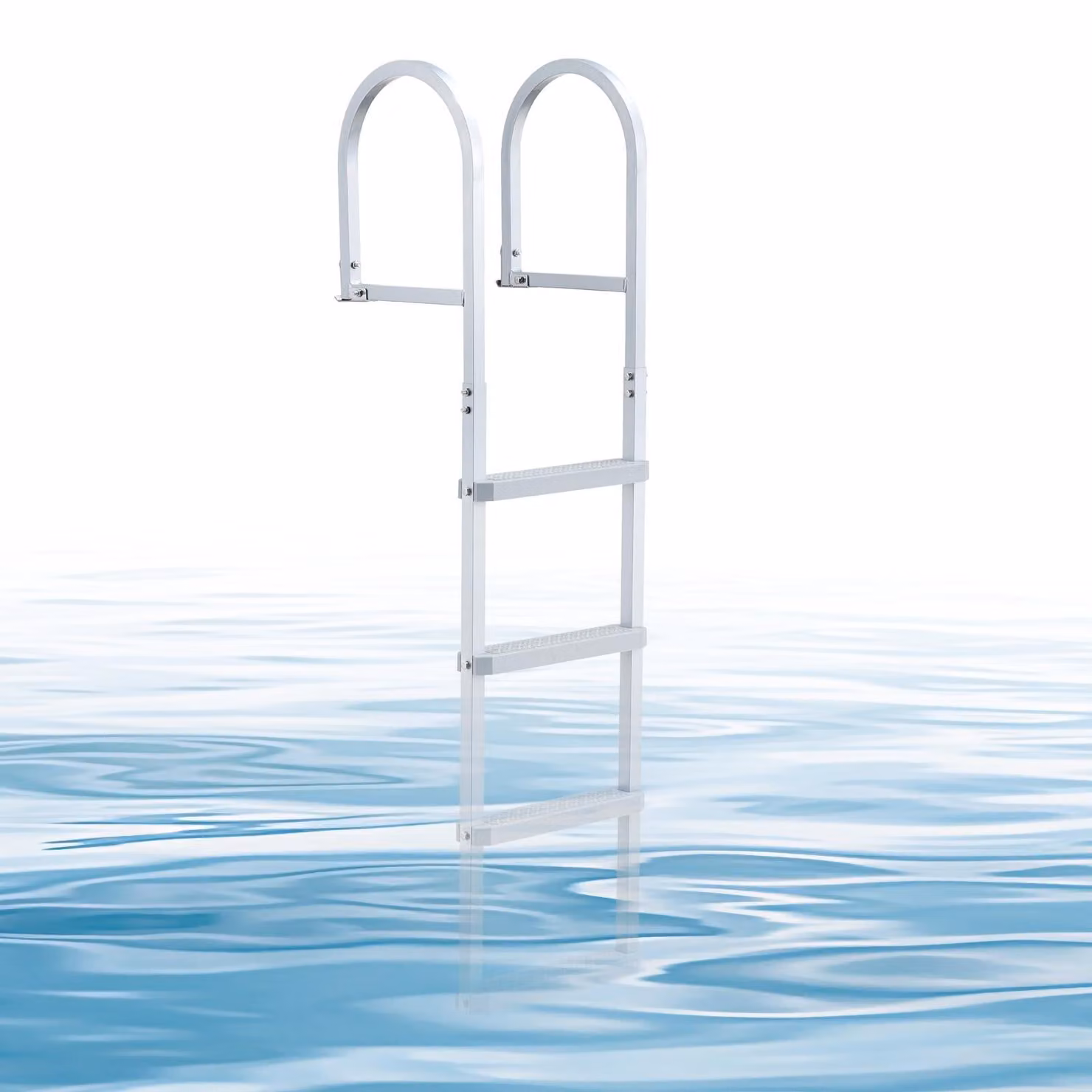 Scala da pontile VEVOR rimovibile, scala per barche con 4 gradini antiscivolo, pedali larghi e corrimano, scala da piscina con portata di 272 kg in lega di alluminio, scala di accesso per pontili, piscine, laghi e barche, argento