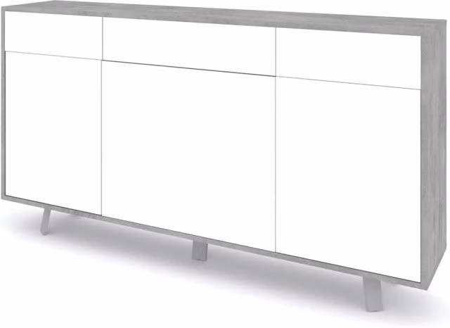 Credenza 3 ante/3 cassetti VELBRUK cemento/bianco pietra