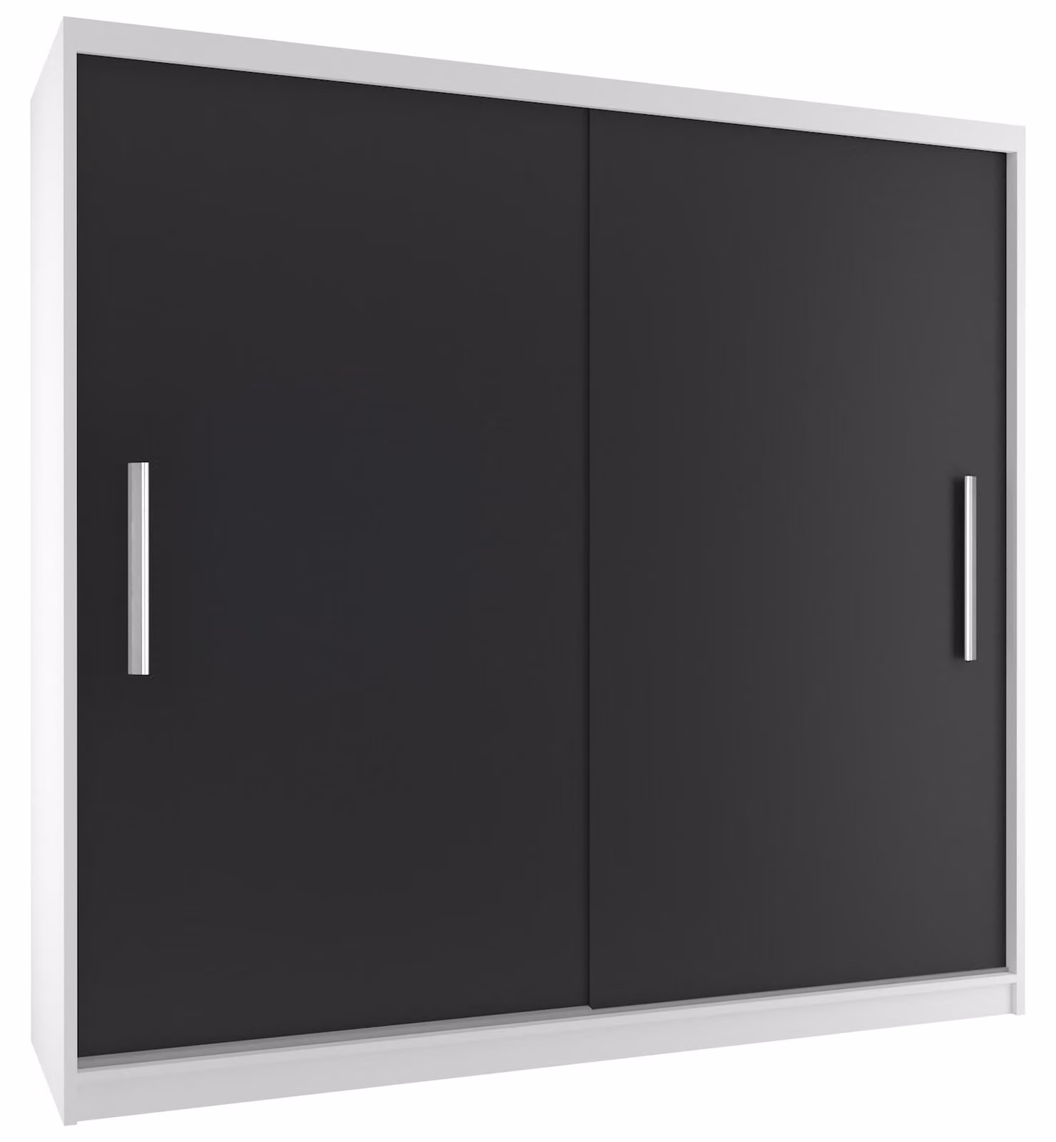 BELINI Verona, armadio scorrevole da 200 cm, bianco/nero opaco - armadio per l'ingresso con asta appendiabiti, ideale per la camera da letto