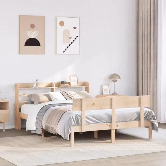 Letto in legno massello di pino vidaXL stile rustico marrone L/P/H: 222.5 x 160 x 150 cm – 1