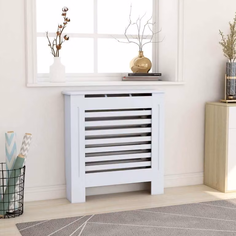 The Living Store Copriradiatore in MDF bianco 78 cm