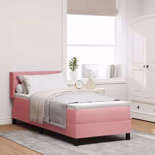 Letto a molle con testiera Rosa 200 x 80 cm Velluto 3341389