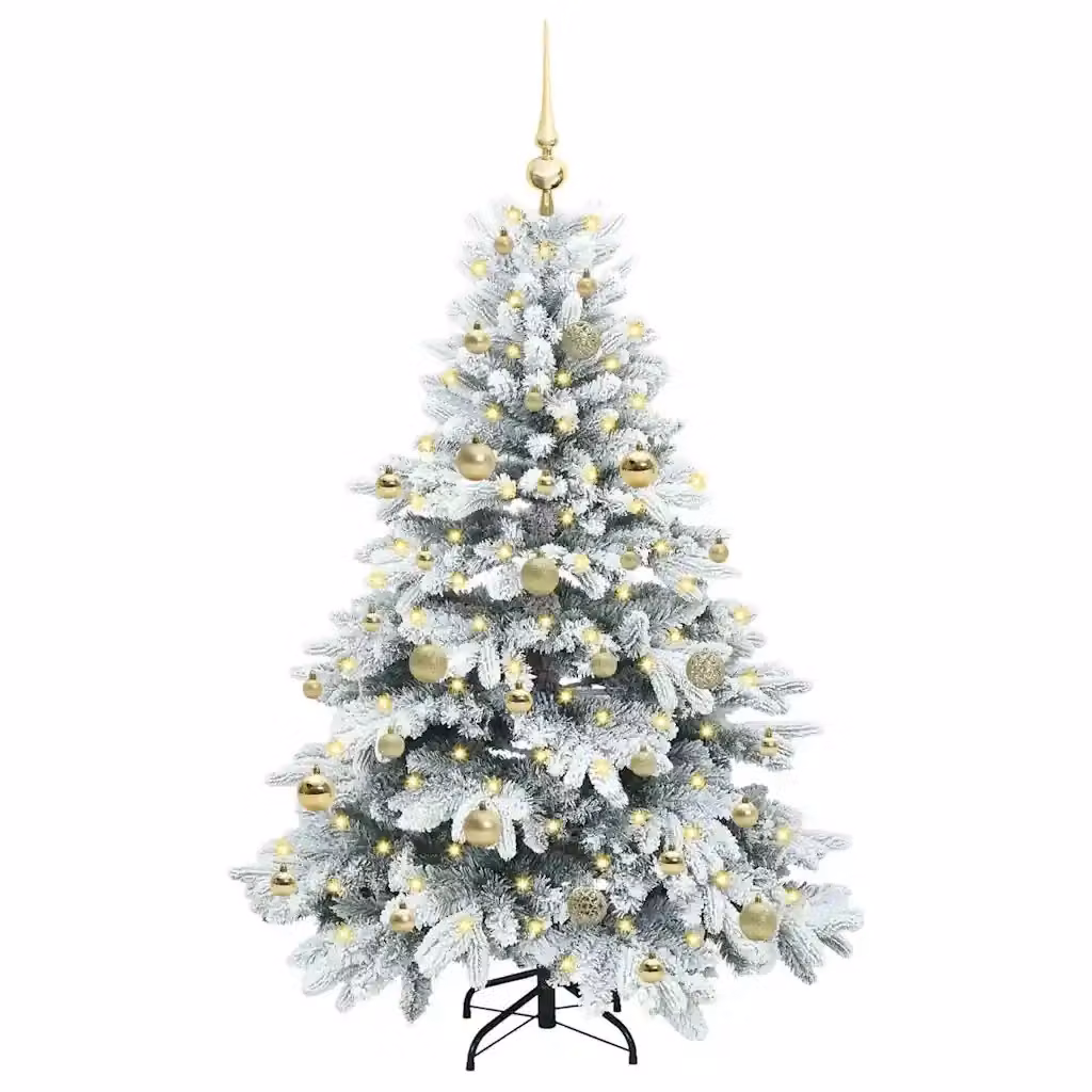 Albero di Natale artificiale moderno vidaXL bianco con 150 LED luce bianca calda, Altezza: 150 cm – 2