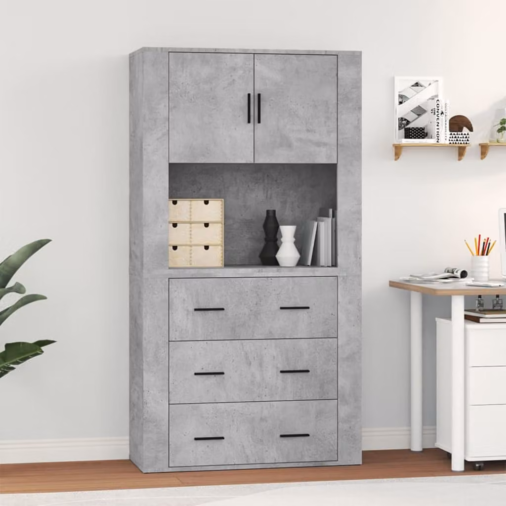 Credenza moderna vidaXL in legno e MDF, colore grigio, sospesa a parete