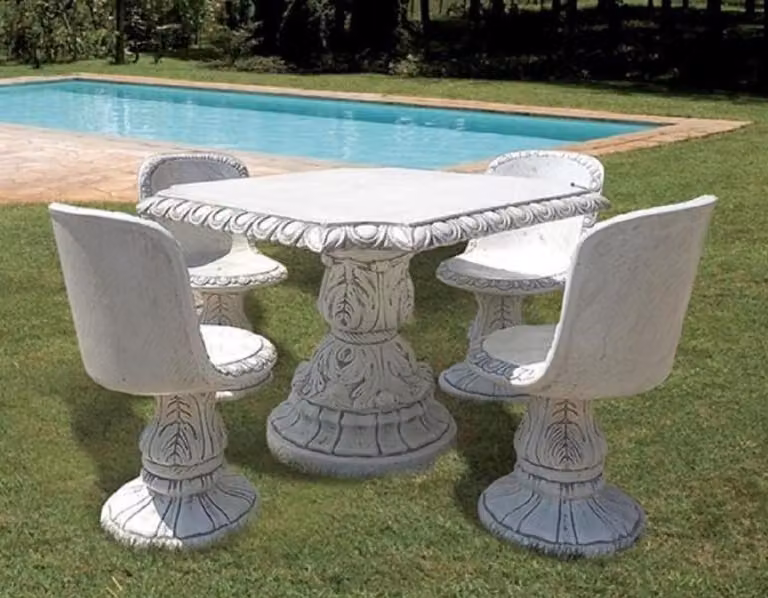 Casa Padrino Set di mobili da giardino e patio in stile barocco Grigio antico