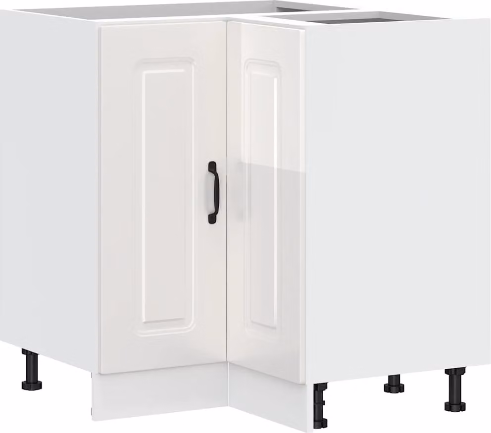 Mobile Base ad Angolo Cucina Kalmar Bianco Lucido in Truciolato