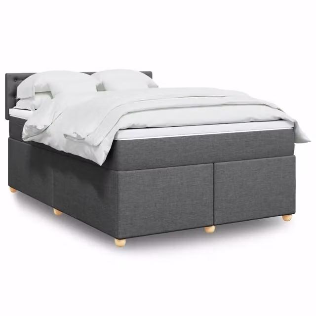 Letto Ibrido vidaXL con Giroletto a Molle e Materasso in Tessuto Grigio e Bianco L/P: 140 x 200 cm