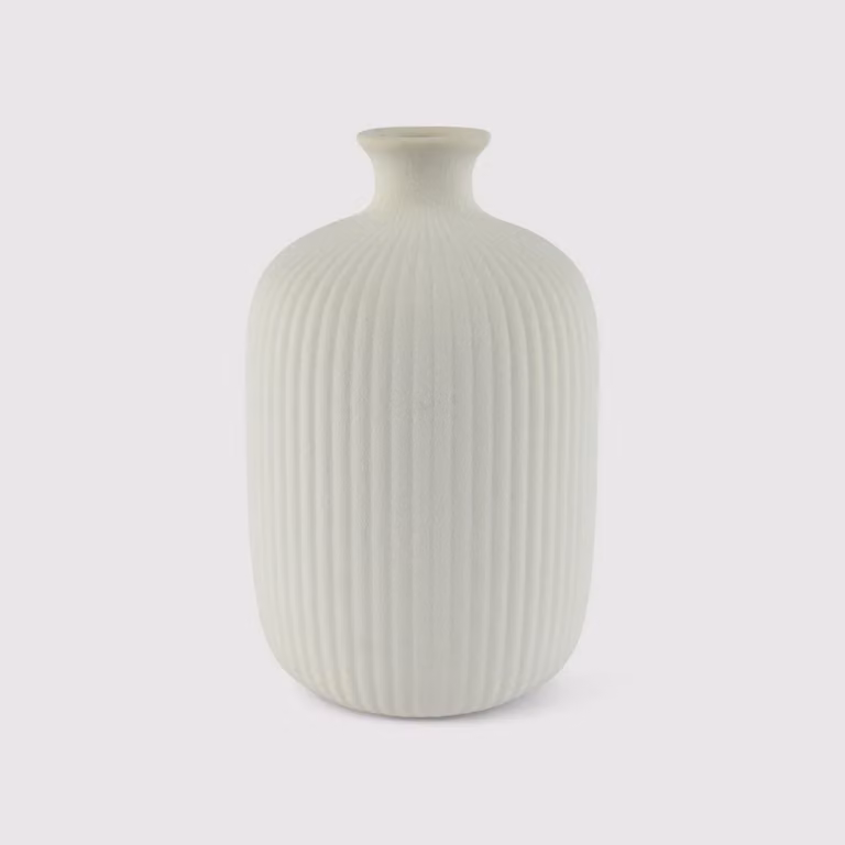 Tamanu - Vaso in gres bianco da decorazione per salotto