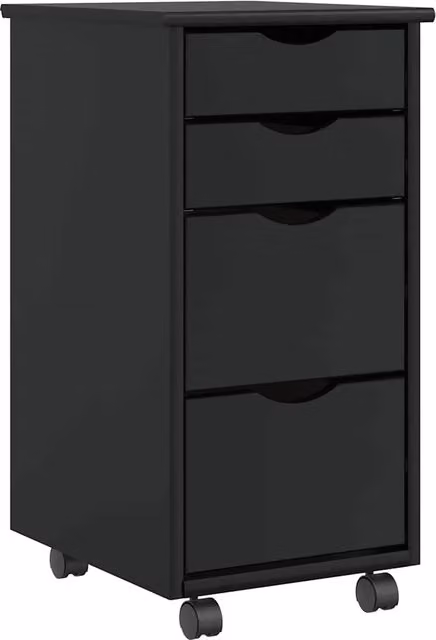 Armadio a rotelle con cassetti ampio spazio di archiviazione 34 x 39 x 65,5 cm legno di pino nero 02_0057659