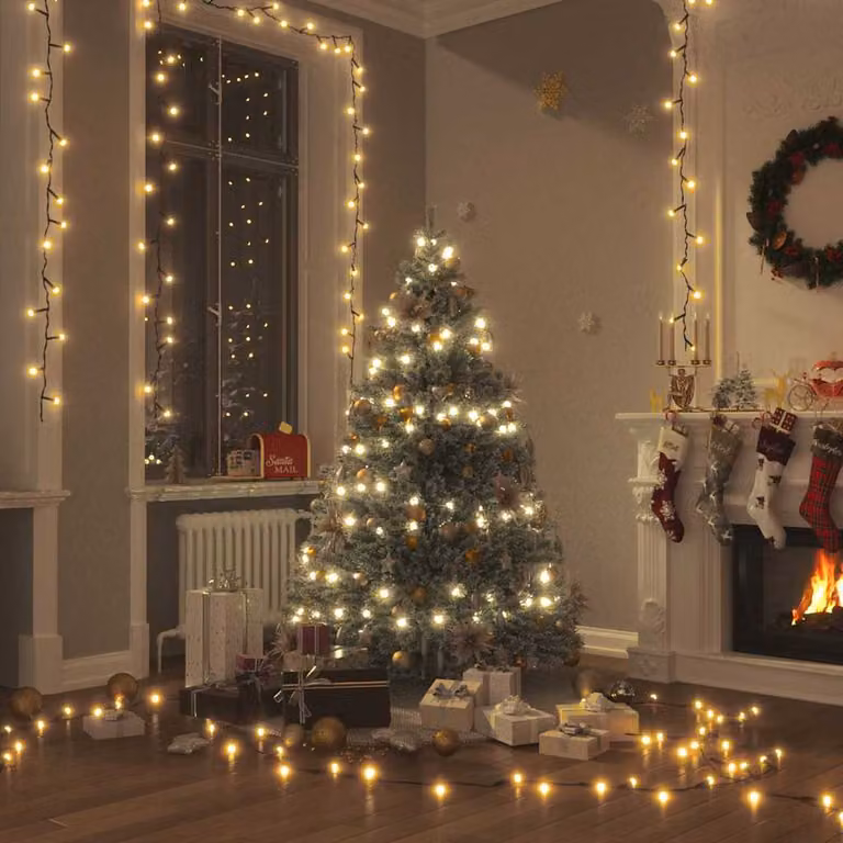 vidaXL Stringa di Luci con 2000 LED Bianco Caldo per Interni ed Esterni IP44